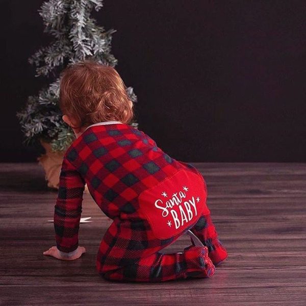 Infant Baby Boys Girls Christmas Santa XMAS Letter Plaid Romper Jumpsuit Outfits baby clothes winter clothe - Image 2