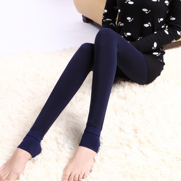 Step-on Single-layer Fleece-lined Thick Leggings Korean Style Plus Size Thermal Pants Women - Image 3