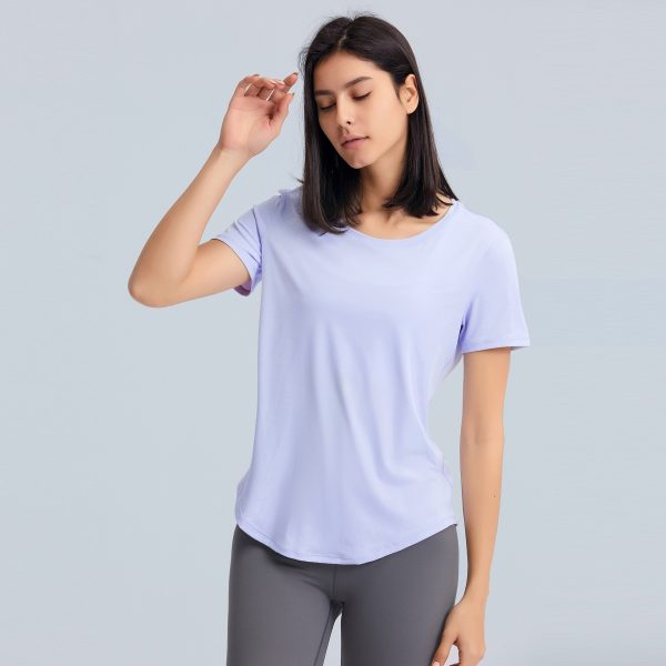 Summer Thin Loose Yoga Short Sleeve Women's Brushed Breathable - Image 3