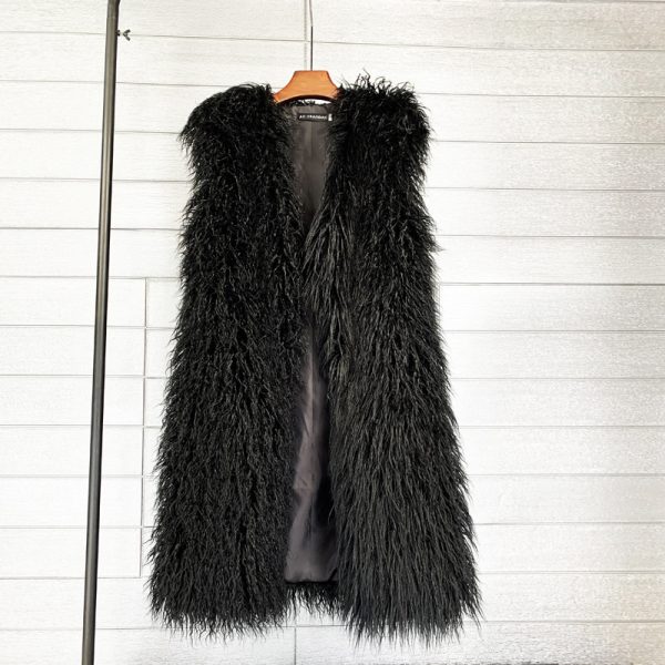 Long  Beach Wool Fur Vest Warm Vest Women's Vest Coat - Image 6