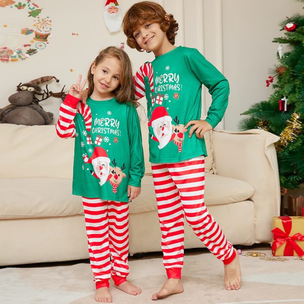 New Cartoon Santa Claus Letter Printing Parent-child Christmas Pajamas Home Wear Suit - Image 2