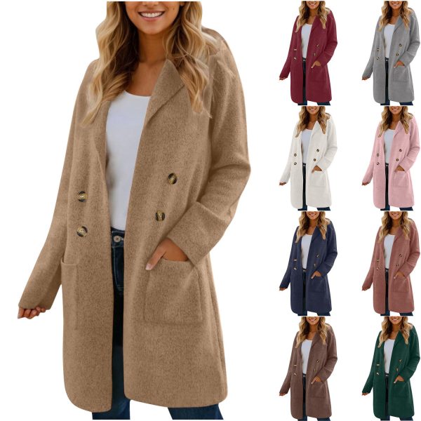 Women's Fashionable All-match Mid-length Woolen Coat Suit Jacket - Image 2