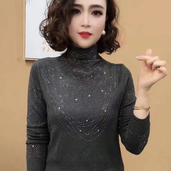 New Age-reducing Rhinestone Western Style All-matching Fashion Long Sleeve Women's Top - Image 8