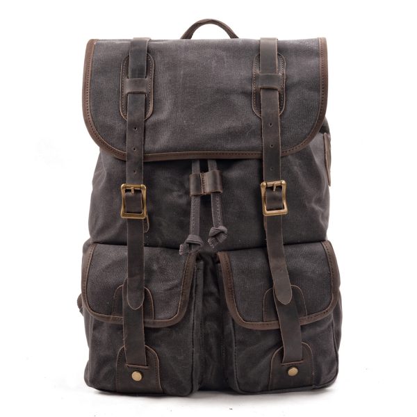 Travel Backpack Canvas Stitching Crazy Horse Leather - Image 5