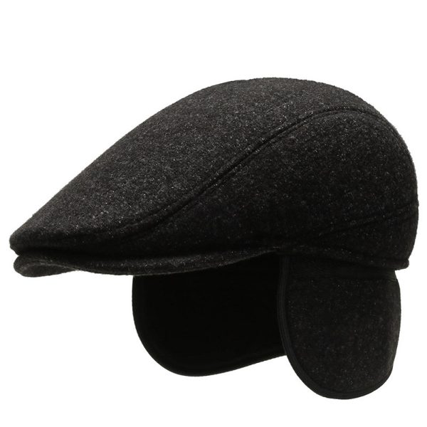 Outdoor Cycling Warm Short Brim Beret Middle-aged And Elderly Men Ear Protection Advance Hats - Image 2