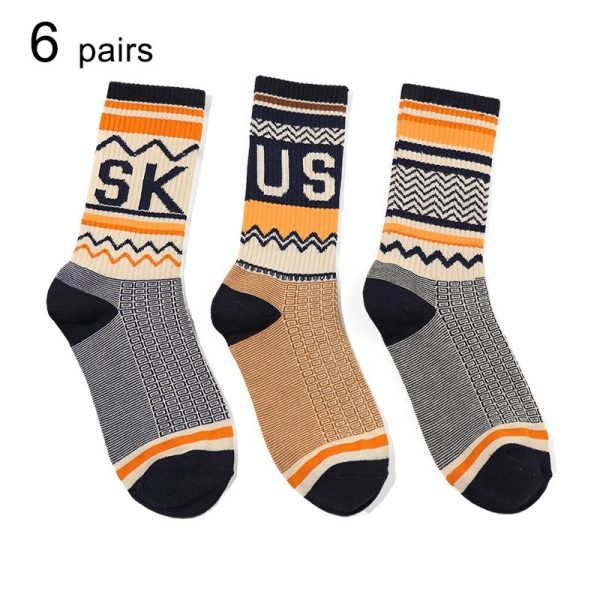 Six Pairs Of Men's And Women's Fashionable Socks With Letter Patterns - Offering Fashion And Comfort For Daily Wear And Suitable For All Four Seasons. - Image 2