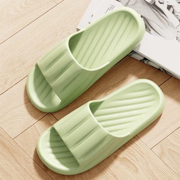 Fashion Solid Color Striped Home Slippers Summer Thick Bottom Non-slip Bathroom Slipper Women Men Couples Shoes - Image 5