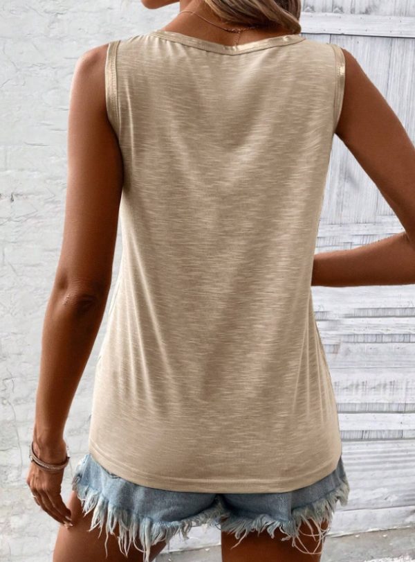 Block Edge Decor Casual Tank Top - Image 3