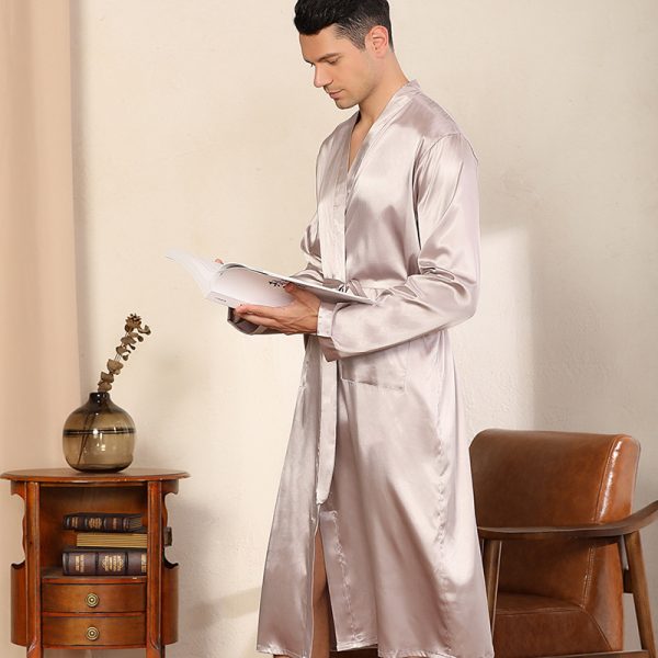 Men's Robe Ultra-thin Cardigan Nightgown Loose Plus Size - Image 2