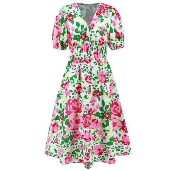 Summer Women's V-neck Bohemian Print Dress - Image 10