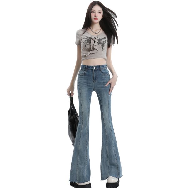 Elastic Bootcut Trousers Women's High Waist Slimming - Image 5