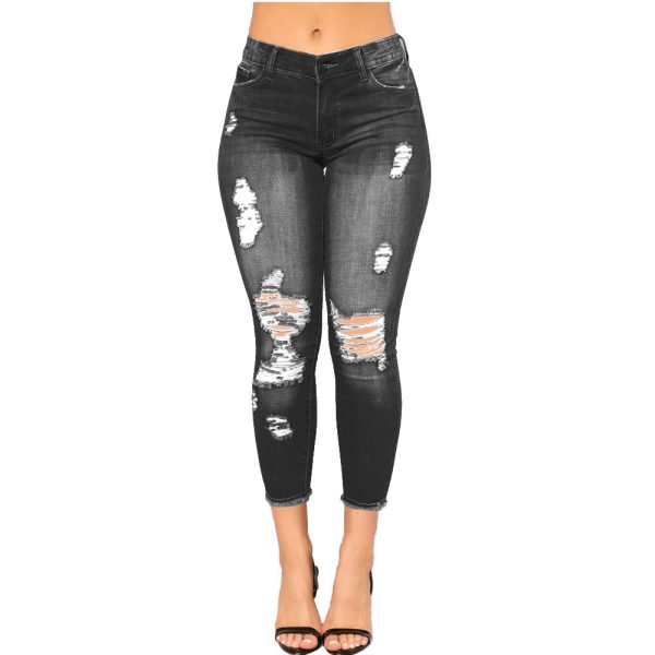 Ripped Denim Women's Pants Tight - Image 7