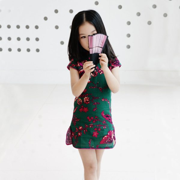 Girls Mianma cheongsam parent-child femelle skirt little girl scout summer Tangzhuang Qipao dresses - Image 2