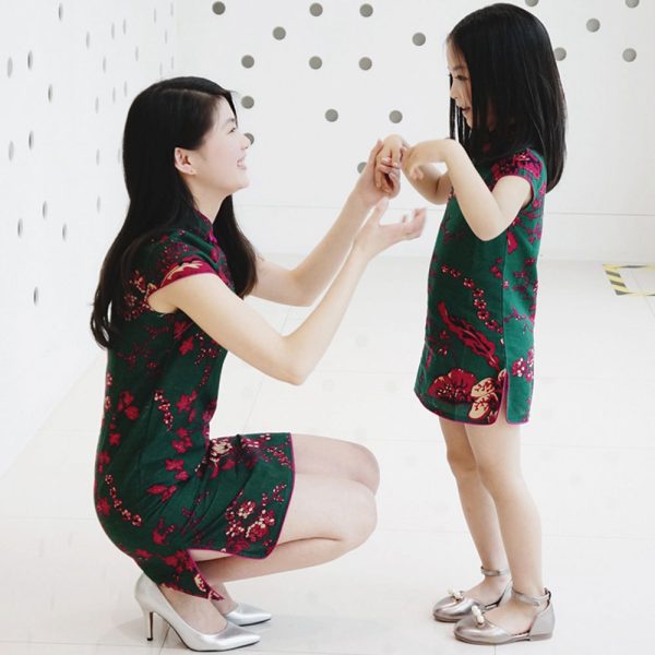 Girls Mianma cheongsam parent-child femelle skirt little girl scout summer Tangzhuang Qipao dresses - Image 3