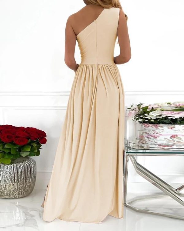 Women's One Shoulder High Split Cutout Sleeveless Elegant Sexy Cocktail Maxi Dress - Image 3