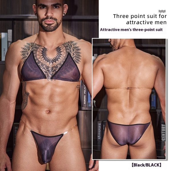 New Men's Thin Transparent Sexy Three-point Sexy Suit - Image 6