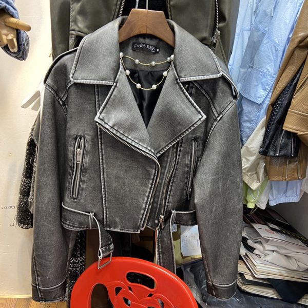 Hong Kong Style Retro Coat Women's Short Spring And Autumn New Casual Pop Motorcycle PU Leather Jacket - Image 4