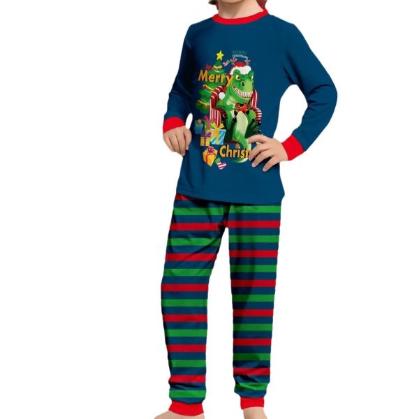 Tyrannosaurus Letter Christmas Tree Printing Parent-child Suit Pajamas - Image 5