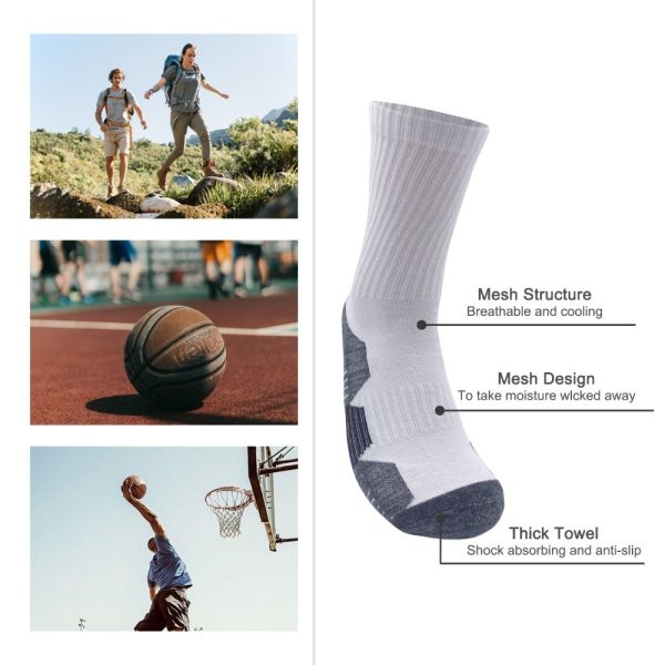 Unisex 8 Pairs Of Sports Socks, Basketball Socks - Durable, Breathable And Comfortable, Towel Sole Shock Absorption