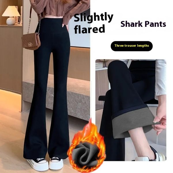 Fleece-lined Thick Shark Pants High Waisted Tuck Pants Slimming And Tight Yoga Pants - Image 2