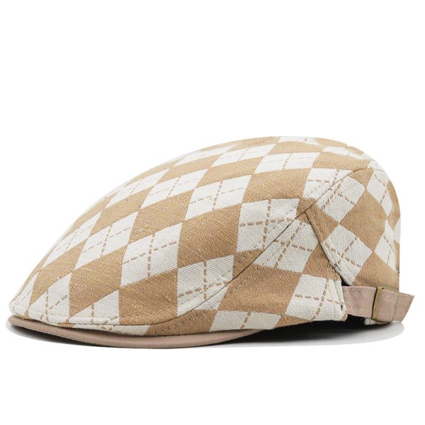 Retro Plaid Short Brim Advance Hats British Casual Painter Hat - Image 9