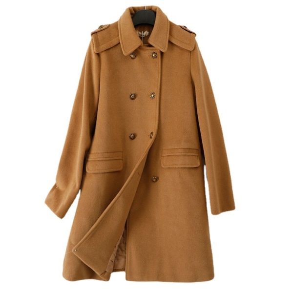 Korean Style Wool Double Breasted Coat For Women - Image 6