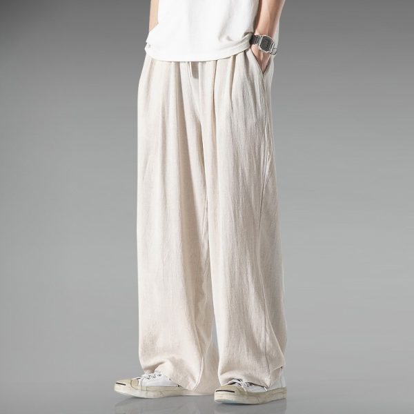 Lightweight Breathable Summer Plus Size Loose Straight Wide Leg Cotton And Linen Casual Pants - Image 9