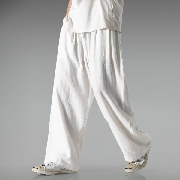 Lightweight Breathable Summer Plus Size Loose Straight Wide Leg Cotton And Linen Casual Pants - Image 3