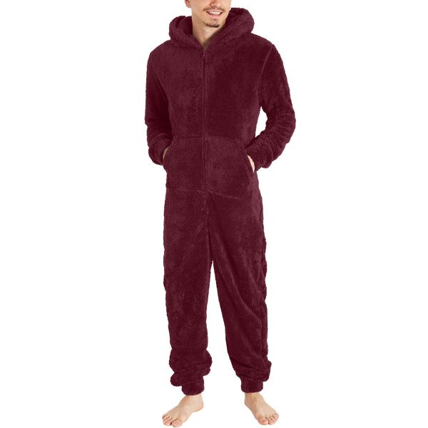 Men's Fashion Zipper Thermal Plush Jumpsuit Thermal Pajamas - Image 10