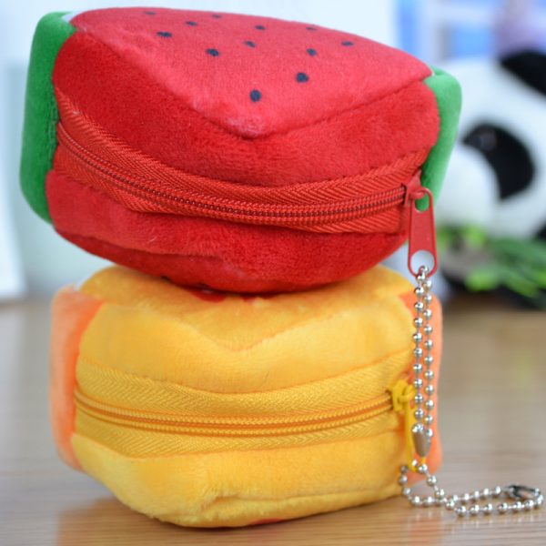 Children's Day Creative Gift Plush Solid Triangle Fruit Zero Wallet Coin Bag Key Bag Strap - Image 3