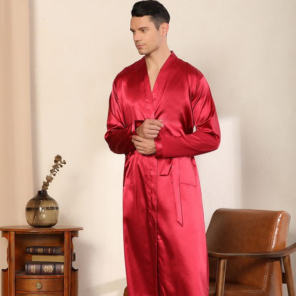 Men's Robe Ultra-thin Cardigan Nightgown Loose Plus Size - Image 3