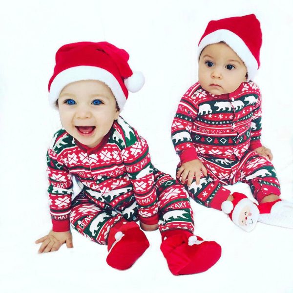 Infant Baby Boys Girls Christmas Santa XMAS Letter Plaid Romper Jumpsuit Outfits baby clothes winter clothe - Image 4