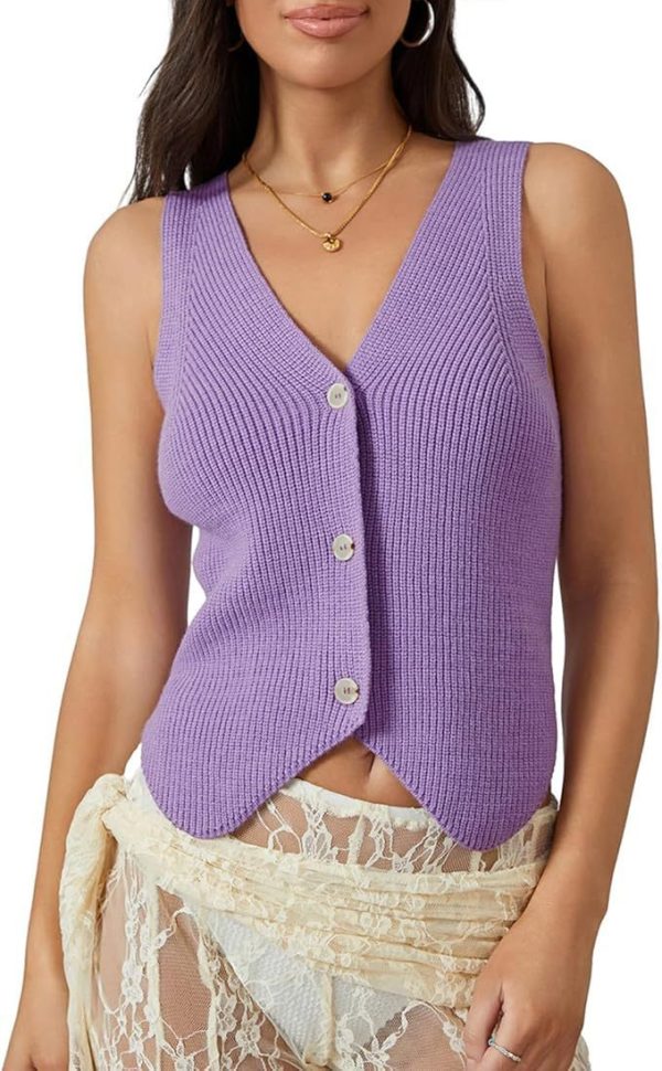 European And American Spring And Summer Women's Knitted Vest Top V-neck - Image 9