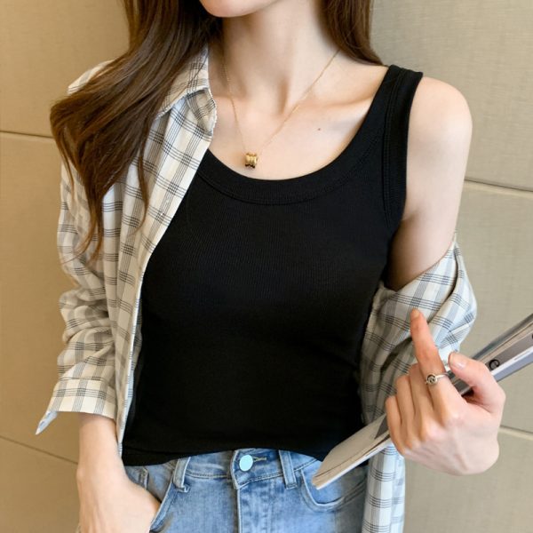 Women's Inner Wear Outer Wear Spring Summer Slim-fit Top Bottoming Shirt - Image 2