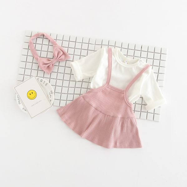 Baby Clothes Girls Fall Newborn Children Cotton Baby Romper Dress Up Clothing Three Sets - Image 4