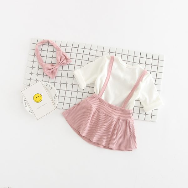 Baby Clothes Girls Fall Newborn Children Cotton Baby Romper Dress Up Clothing Three Sets - Image 2