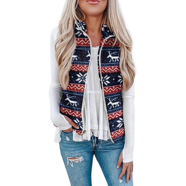 Women's Christmas Top Plush Printed Vest - Image 5