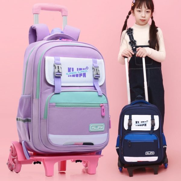 Children's Trolley Lightweight Shoulder Pad Wear-resistant Large Capacity Spine Protection Backpack Waterproof