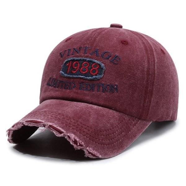 American Retro Soft Top Make Old Ripped Letter Embroidered Baseball Cap - Image 6