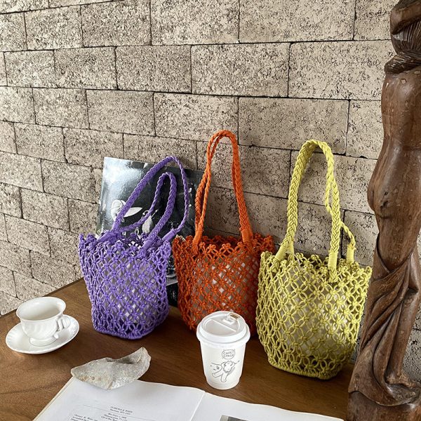 Retro Bucket Bag Vacation Straw Casual Woven Bag