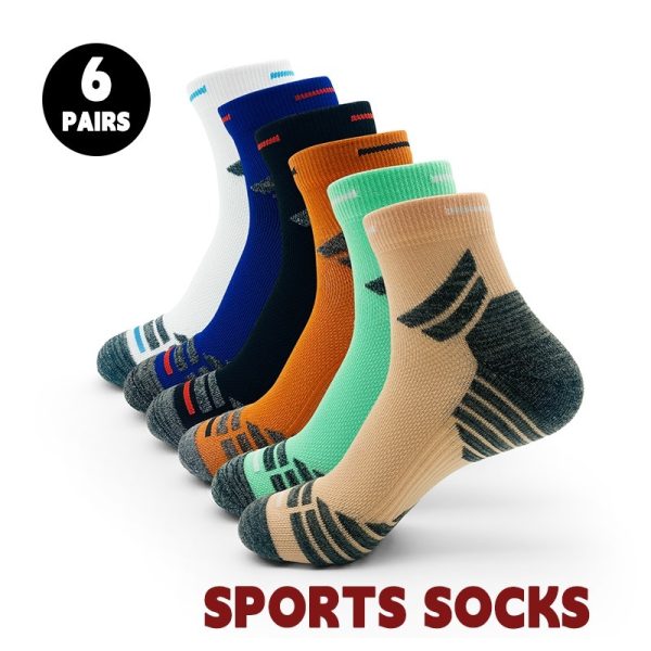 Men's Padded Ankle Socks, 6 Pairs In A Pack. Sports Running Socks. Men's And Women's Round-neck Running Socks. - Image 2