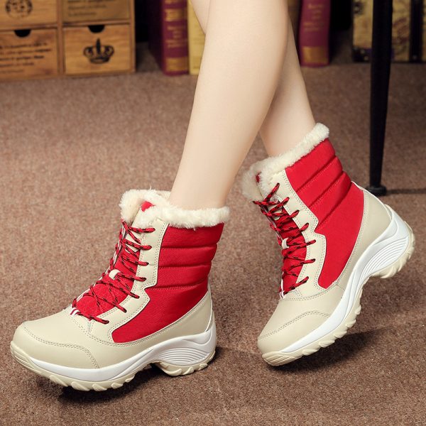 Plus velvet high-top women's shoes waterproof snow boots - Image 4