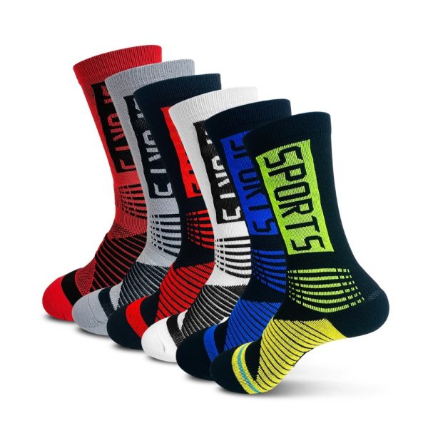 Six Pairs Of Men's And Women's Mid-calf Sports Socks, With Terry Cloth Soles For Cushioning, Suitable For Running, Golf And Other Sports.