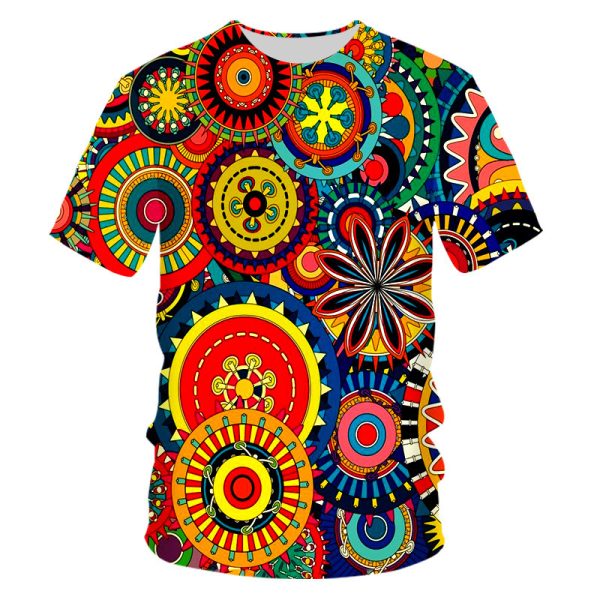 3D Colorful Psychedelic Digital Printing Floral Sweat-wicking Breathable Short Sleeve Casual T-shirt - Image 5