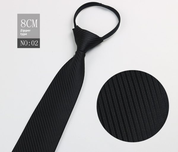 Black Men's Tie Striped Blue Business Tie Lazy Zip Tie In Stock Wholesale Pull Peels - Image 3