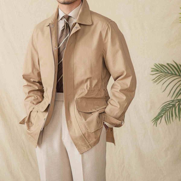 Vintage Cotton Simple Drawstring Jacket Outdoor Casual Breathable Jacket - Image 2