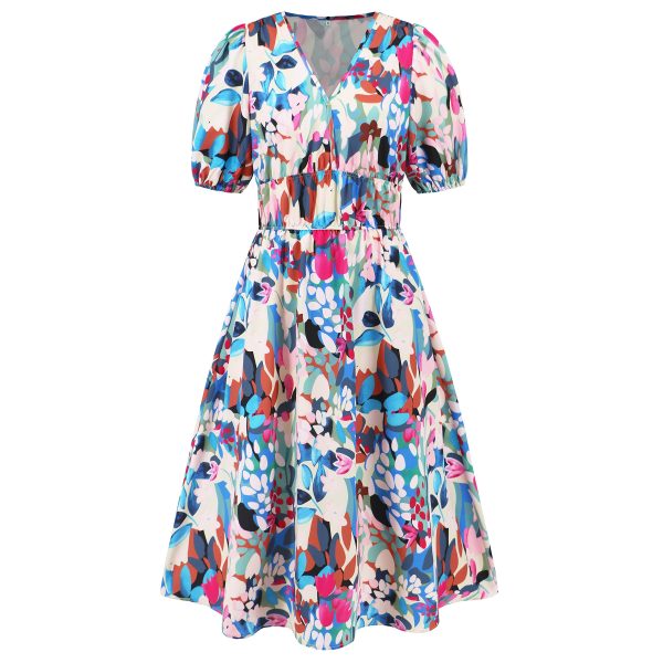 Summer Women's V-neck Bohemian Print Dress - Image 9