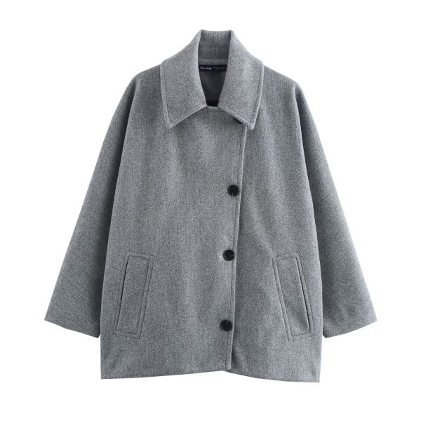 Blended Short Loose Overcoat Coat - Image 2