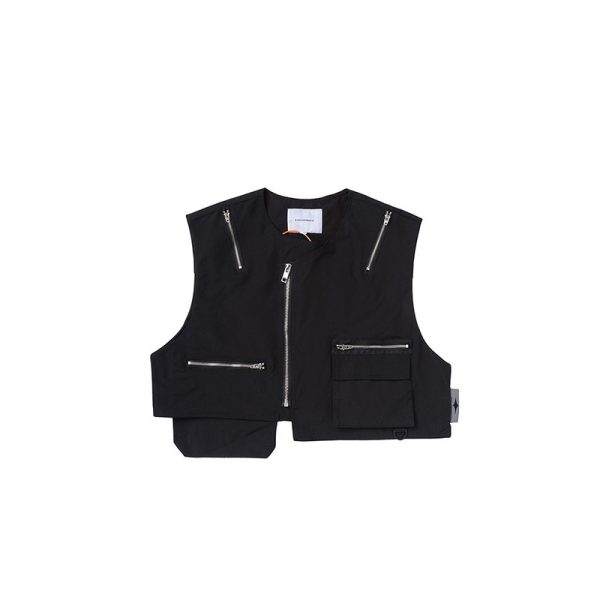 High Street Hip-hop Vibe Style Dark Multi-zip Sleeveless Waistcoat Summer - Image 2