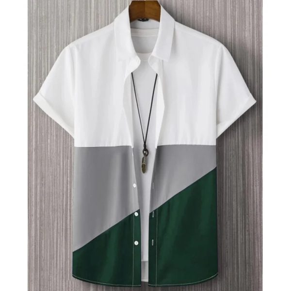 Fashion Trendy Men's Shirt Digital Printing Casual Breathable Stand Collar Short Sleeve - Image 2